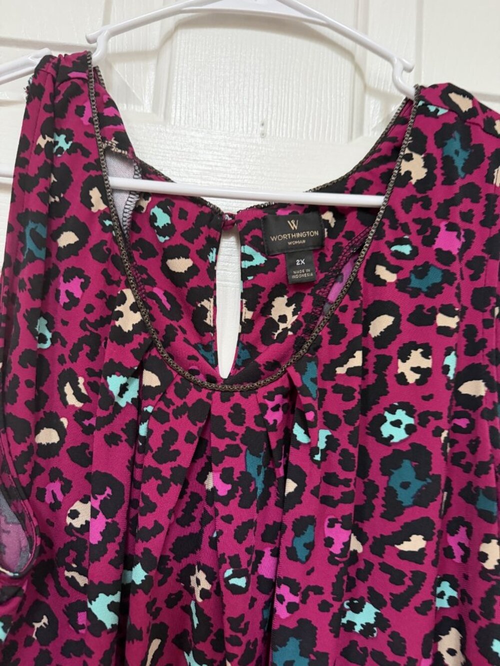 Worthington Size 2X Sleeveless Leopard Print Tank with Chain Detail - Picture 2 of 6